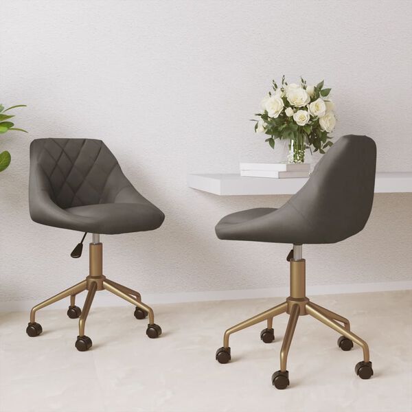 vidaXL Otočn&eacute; j&iacute;deln&iacute; židle 2 ks tmavě &scaron;ed&eacute; samet