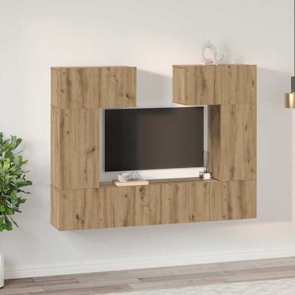 vidaXL Sestava TV skř&iacute;něk N&aacute;stěnn&yacute; 6 pcs dub artisan 80 x 30 x 30 cm