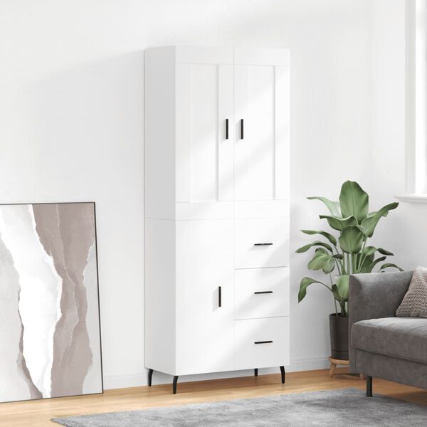 vidaXL Skř&iacute;ň highboard b&iacute;l&aacute; 69,5 x 34 x 180 cm kompozitn&iacute; dřevo