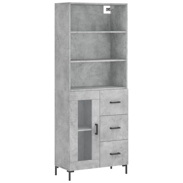 vidaXL Skř&iacute;ň highboard betonově &scaron;ed&aacute; 69,5x34x180 cm kompozitn&iacute; dřevo