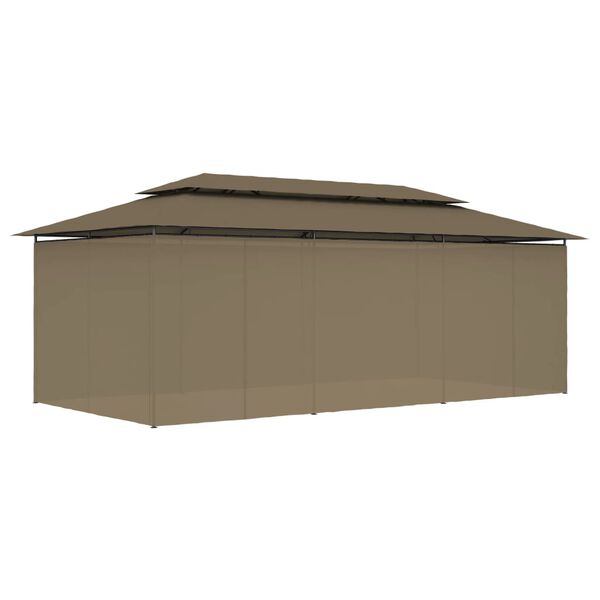 vidaXL Altán se závěsy 600 x 298 x 270 cm taupe 180 g/m²