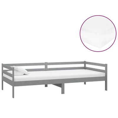 vidaXL Denní postel s matrací 90 x 200 cm šedá masivní borové dřevo