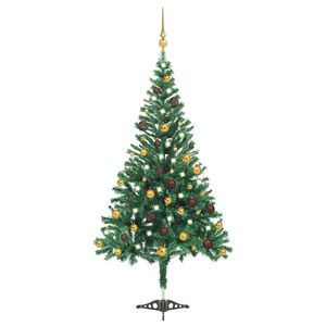 vidaXL Uměl&yacute; v&aacute;nočn&iacute; stromek s LED a sadou koul&iacute; 210 cm 910 větviček