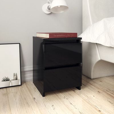 vidaXL Noční stolek černý s vysokým leskem 30 x 30 x 40 cm dřevotříska