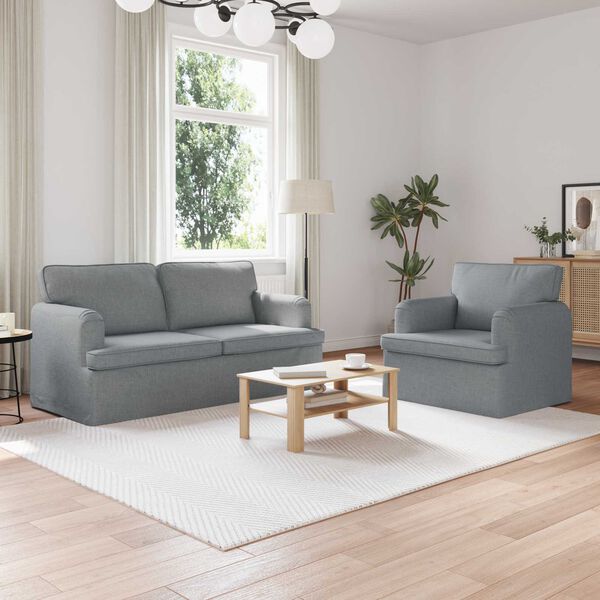 vidaXL Pohovka 2 pcs Světle &scaron;ed&aacute;