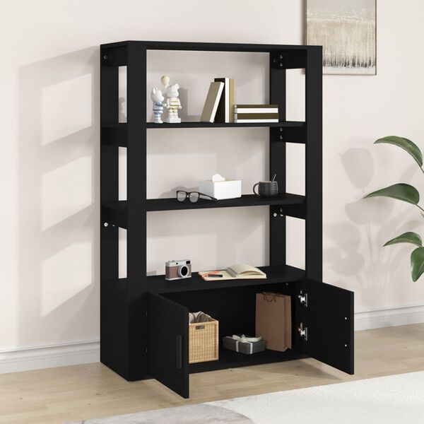 vidaXL Př&iacute;born&iacute;k čern&yacute; 80x30x119,5 cm kompozitn&iacute; dřevo