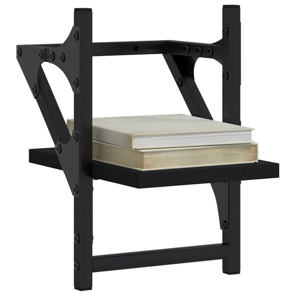 vidaXL N&aacute;stěnn&eacute; police s tyčemi 2 ks čern&eacute; 20 x 25 x 30 cm