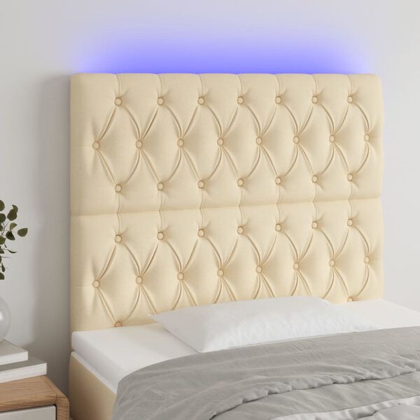 vidaXL Čelo postele s LED kr&eacute;mov&eacute; 90x7x118/128 cm textil