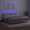 vidaXL Box spring postel s matrac&iacute; a LED růžov&aacute; 180x200 cm samet