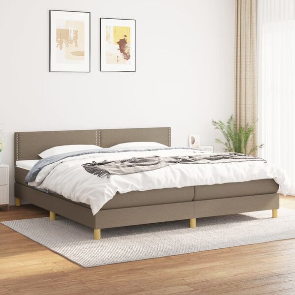 vidaXL Box spring postel s matrac&iacute; taupe 200x200 cm textil
