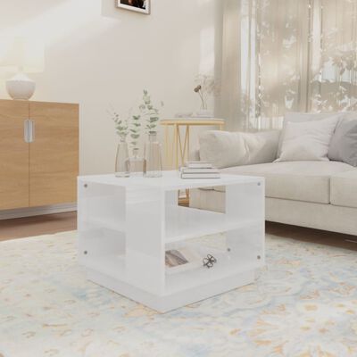 vidaXL Konferenční stolek bílý vysoký lesk 55 x 55 x 43 cm dřevotříska