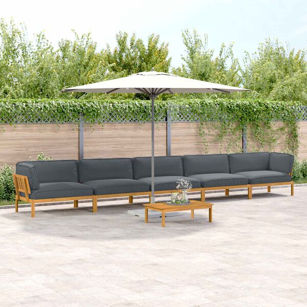 vidaXL Set pohovek s pol&scaron;t&aacute;řem 6 pcs Antracit Masivn&iacute; ak&aacute;tov&eacute; dřevo