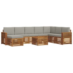vidaXL Venkovn&iacute; pohovkov&aacute; souprava 9 pcs Př&iacute;rodn&iacute; a světle &scaron;ed&aacute;