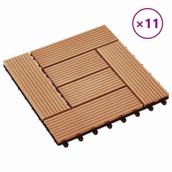 vidaXL Dlažba na terasu 11 pcs Teak 30 x 30 cm Dřevoplast