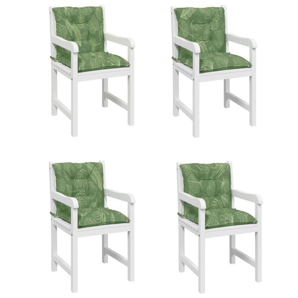 vidaXL Podu&scaron;ky na židli s n&iacute;zk&yacute;m opěradlem 4 ks vzor listů textil