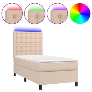 vidaXL Box spring postel matrace a LED cappuccino 80x200 cm uměl&aacute; kůže