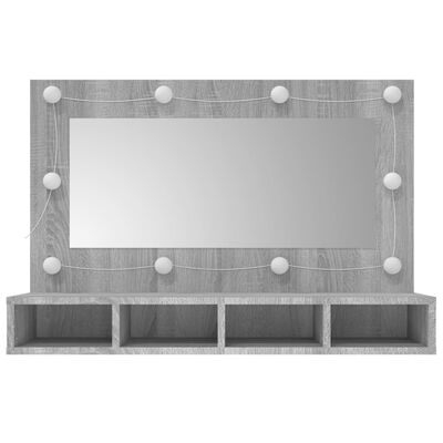 vidaXL Zrcadlová skříňka s LED šedá sonoma 90 x 31,5 x 62 cm
