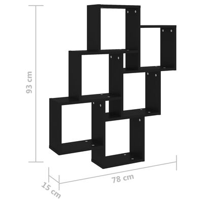 vidaXL Nástěnná obdélníková police černá 78 x 15 x 93 cm dřevotříska