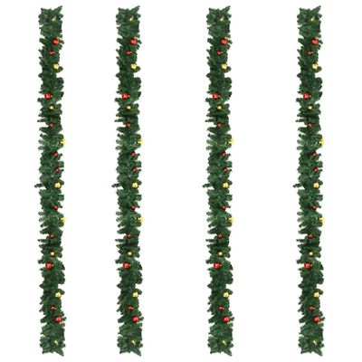 vidaXL Vánoční girlandy 4 ks s baňkami zelené 270 cm PVC