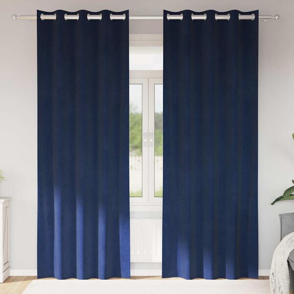 vidaXL Zatemňovací závěsy 2 pcs Tmavě modrá 140 x 245 cm samet