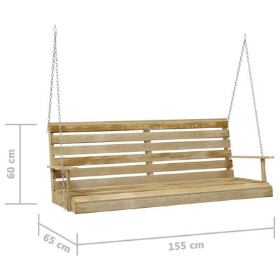 vidaXL Houpací lavice impregnovaná borovice 155 x 65 x 60 cm
