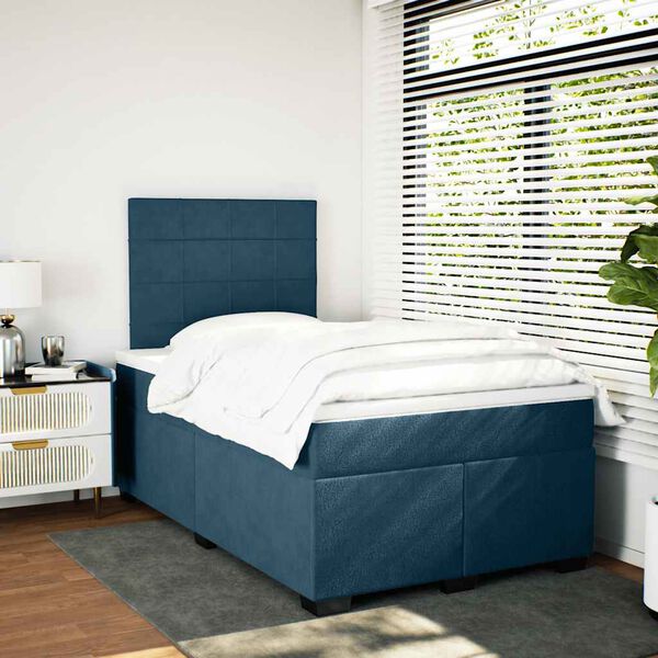 vidaXL Box spring postel s matrac&iacute; modr&aacute; 120 x 190 cm samet