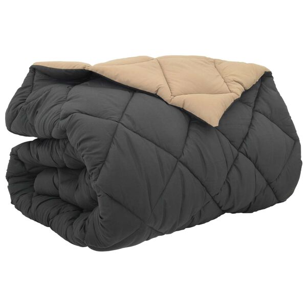 vidaXL Zimn&iacute; přikr&yacute;vka Antracitov&aacute; a taupe 200 x 200 cm Mikrovl&aacute;kno