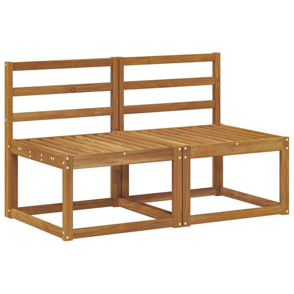 vidaXL 2 Kus Venkovn&iacute; středn&iacute; pohovka Masivn&iacute; ak&aacute;tov&eacute; dřevo Př&iacute;rodn&iacute;