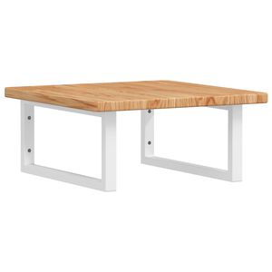 vidaXL Deska pod umyvadlo n&aacute;stěnn&aacute; ocel a masivn&iacute; dubov&eacute; dřevo