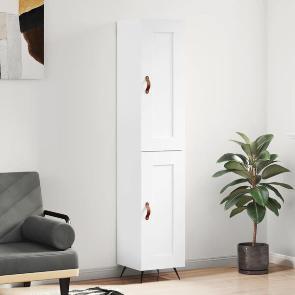 vidaXL Skř&iacute;ň highboard b&iacute;l&aacute; s vysok&yacute;m leskem 34,5x34x180 cm kompozit