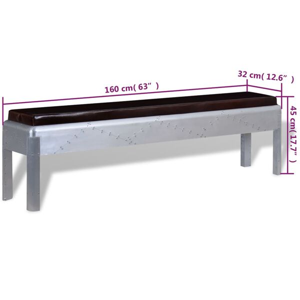 vidaXL Leteck&aacute; lavice prav&aacute; kůže 160x32x45 cm