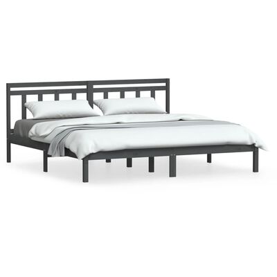 vidaXL Rám postele šedý 180 x 200 cm Super King masivní dřevo