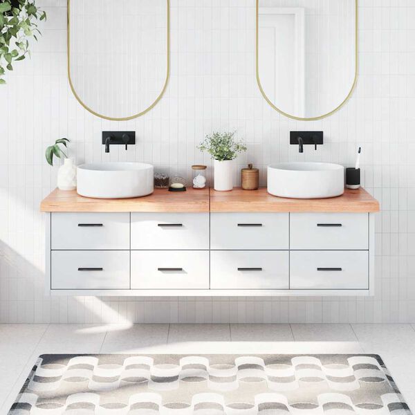 vidaXL Koupelnová deska hnědá 180x60x(2-6) cm ošetřený masivní dřevo