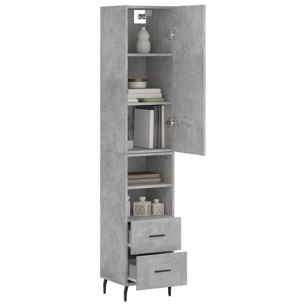 vidaXL Skř&iacute;ň highboard betonově &scaron;ed&aacute; 34,5x34x180 cm kompozitn&iacute; dřevo