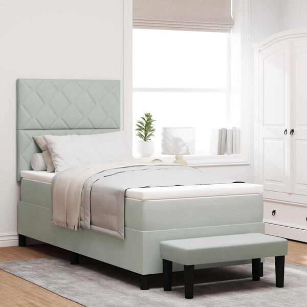 vidaXL Postel s boxspringem s matrac&iacute; Světle &scaron;ed&aacute; 90 x 200 cm samet