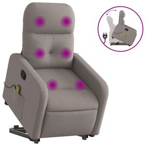 vidaXL Zvedac&iacute; mas&aacute;žn&iacute; polohovac&iacute; křeslo taupe textil
