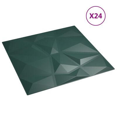 vidaXL Nástěnné panely 24 ks zelené 50 x 50 cm XPS 6 m² diamant