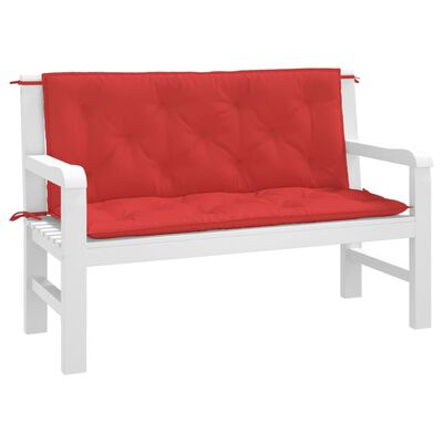 vidaXL Podušky na zahradní lavici 2 ks červené 120x50x3cm látka oxford