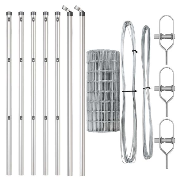 vidaXL Plot s sloupkem Stř&iacute;brn&aacute; 0,4 x 50 m Ocel a PVC