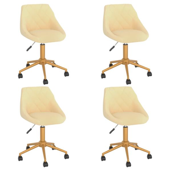 vidaXL Otočn&eacute; j&iacute;deln&iacute; židle 4 ks kr&eacute;mov&eacute; samet