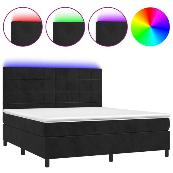 vidaXL Box spring postel s matrac&iacute; a LED čern&aacute; 160x200 cm samet