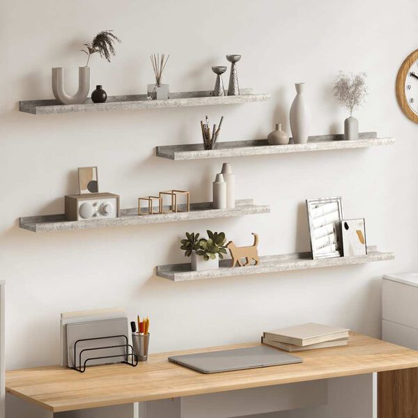 vidaXL N&aacute;stěnn&eacute; police 4 ks betonově &scaron;ed&eacute; 80 x 9 x 3 cm