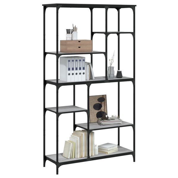 vidaXL Knihovna &scaron;ed&aacute; sonoma 99 x 35,5 x 176 cm kompozitn&iacute; dřevo a ocel