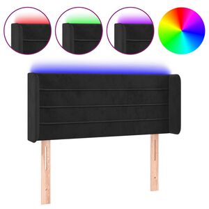 vidaXL Čelo postele s LED čern&eacute; 103 x 16 x 78/88 cm samet