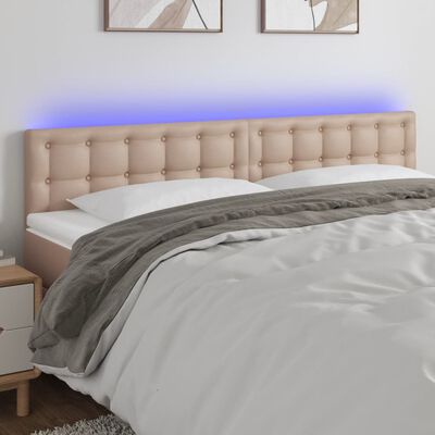 vidaXL Čelo postele s LED cappuccino 160x5x78/88 cm umělá kůže