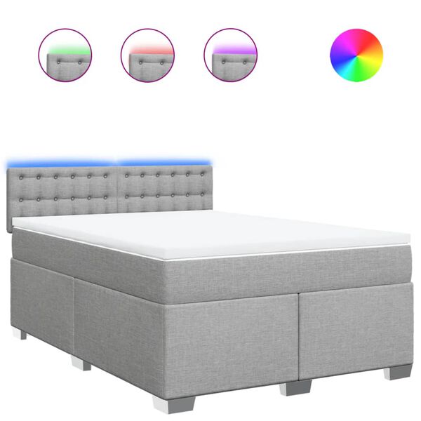 vidaXL Box spring postel s matrac&iacute; světle &scaron;ed&aacute; 140 x 200 cm textil