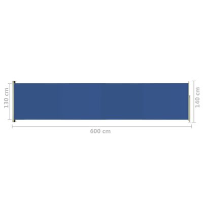 vidaXL Zatahovací boční markýza 140 x 600 cm modrá