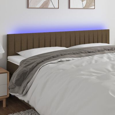 vidaXL Čelo postele s LED tmavě hnědé 200x5x78/88 cm textil