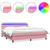vidaXL Box spring postel s matrac&iacute; a LED růžov&aacute; 180x210 cm samet