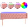 vidaXL Čelo postele s LED růžov&eacute; 183 x 16 x 78/88 cm samet